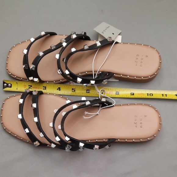 A New Day Black and Silver Studded Sandals - New With Tags - Size 9 - Picture 9 of 11